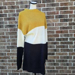 Evelyn Taylor Mustard Colorblock Chunky Knit Sweater NWT Size 2X
